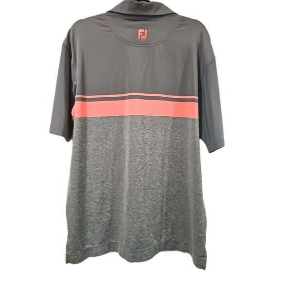 Footjoy FJ Shirt Men's Large Grey Pink Stripe Golf Performance Stretch Athletic - Picture 3 of 9